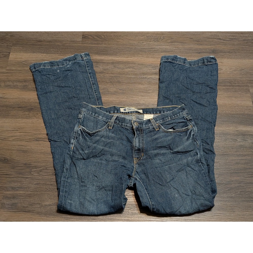 Gap Original Long and Lean Flare Jeans Medium Wash Blue Size 8 Regular USA Made
